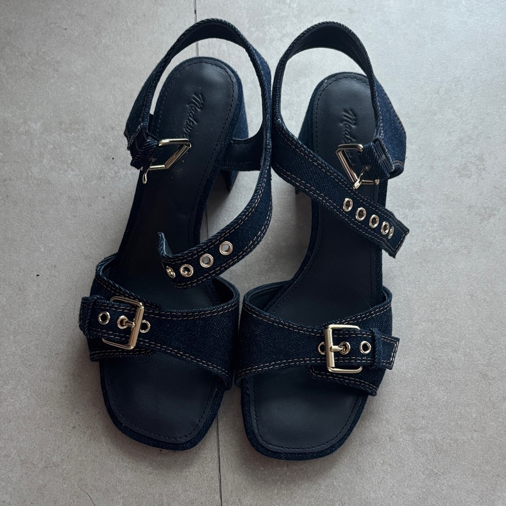 Like New!! Madewell Denim Block Heel Sandal